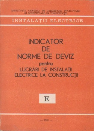 Indicator de norme de deviz petru lucrari de instalatii electrice la constructii